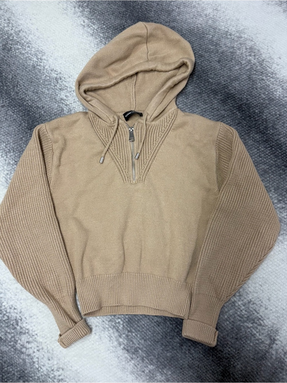 Kenneth Cole Women's Zip-Up Hooded Sweater in Camel